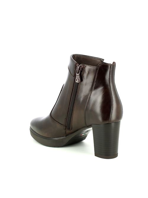 stivaletto da donna in pelle liscia testa di moro con tacco 7 cm NERO GIARDINI | I513801D300